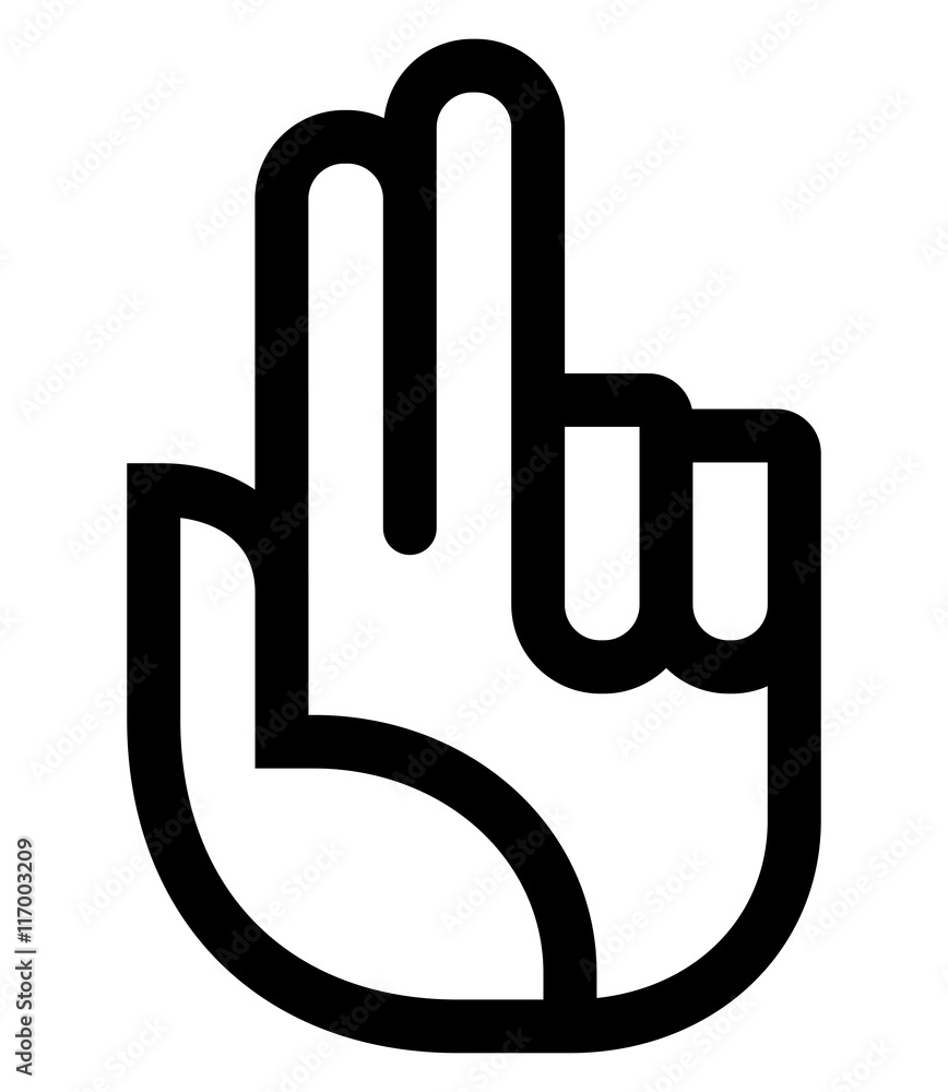 Vector icon of hand with raised index and middle fingers Vector icon of hand with raised index and middle fingers