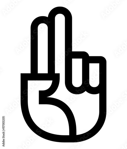 Vector icon of hand with raised index and middle fingers