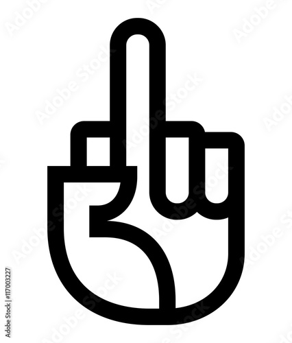 Vector icon of hand with raised middle finger