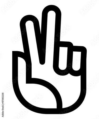 Vector icon of hand with raised and parted index and middle fingers