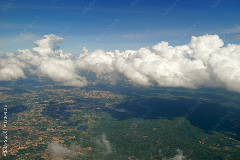 clouds view from the window of an airplane