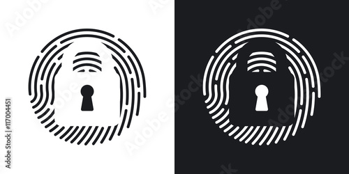 Vector Touch id Fingerprint icon. Two-tone version of Touch id Fingerprint simple icon on black and white background