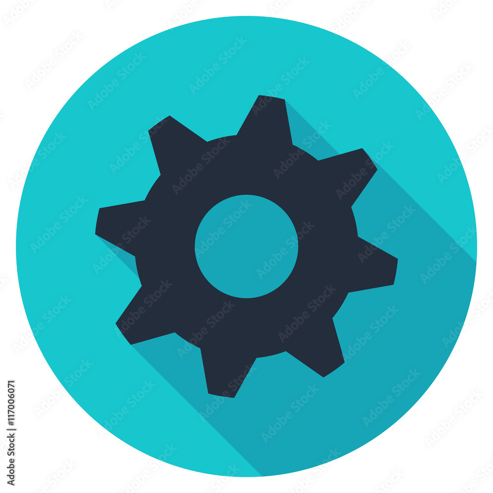 Gear icon with long shadow. Gear icon with long shadow.