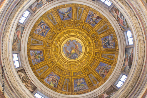 ROME, ITALY - MARCH 9, 2016: The mosaic of God the Father in the top of cupola in Chigi chapel by Luigi de Pace (1516) in church Basilica di Santa Maria del Popolo.