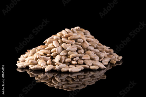 Obraz na plátně Sunflower seed kernels Sunflower seeds on black background