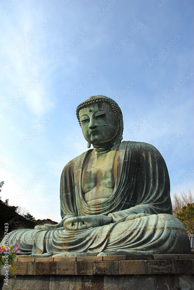 The Great Buddha of Kamakura (Daibutsu in Japanese) is an outdoor bronze statue of Amida Buddha in the city of Kamakura in Kanagawa Prefecture, Japan. The Great Buddha of Kamakura (Daibutsu in Japanese) is an outdoor bronze statue of Amida Buddha in the city of Kamakura in Kanagawa Prefecture, Japan.