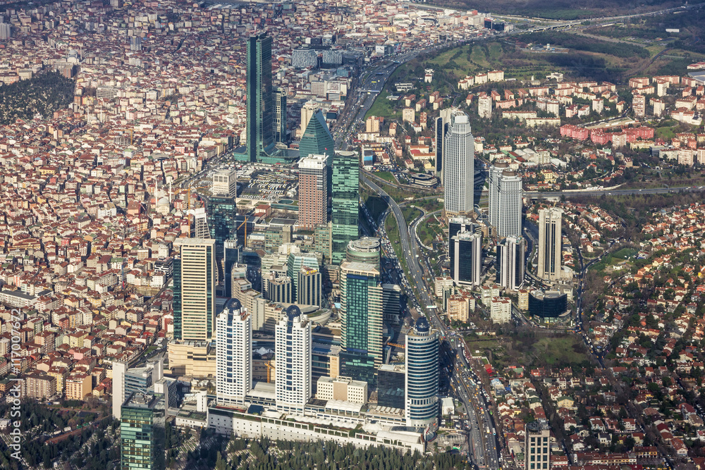 Istanbul city aeral view, skyscrapers