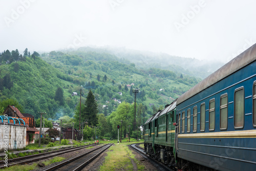 Train in the station near mountain