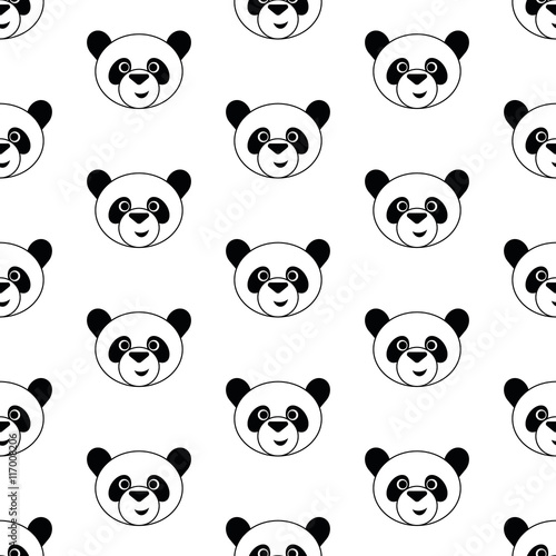 Fototapeta Naklejka Na Ścianę i Meble -  Cute panda pattern, Seamless vector illustration with funny panda's faces