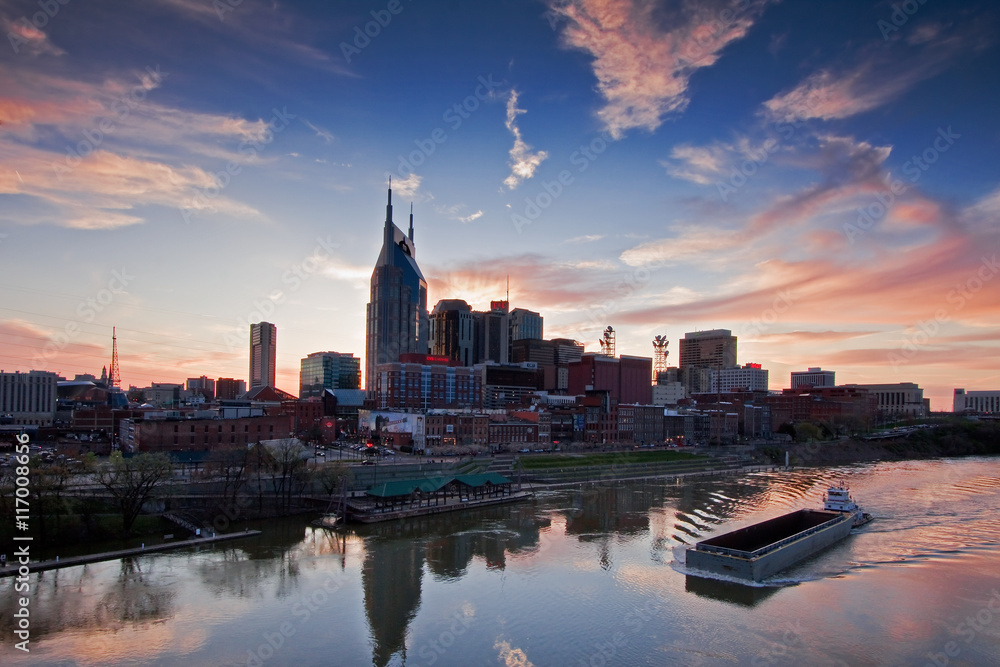 Nashville, TN. skyline at sunset