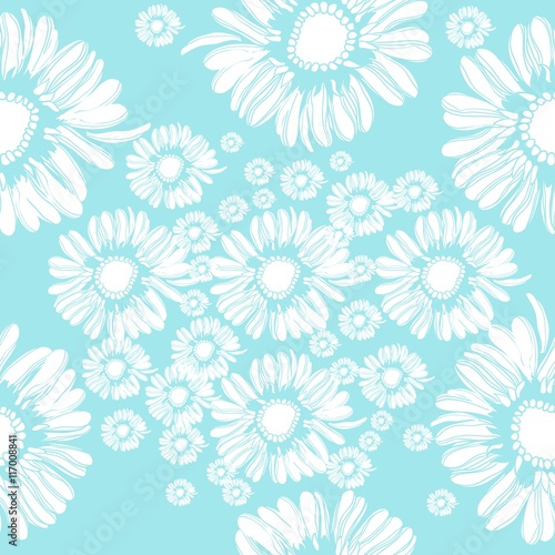 Floral seamless pattern with Chamomiles