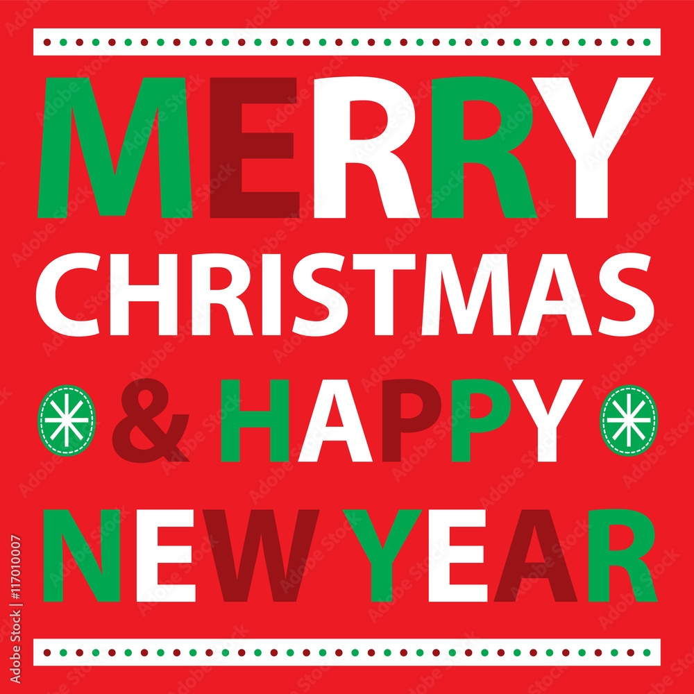 Obraz premium Merry christmas and happy new year red and green