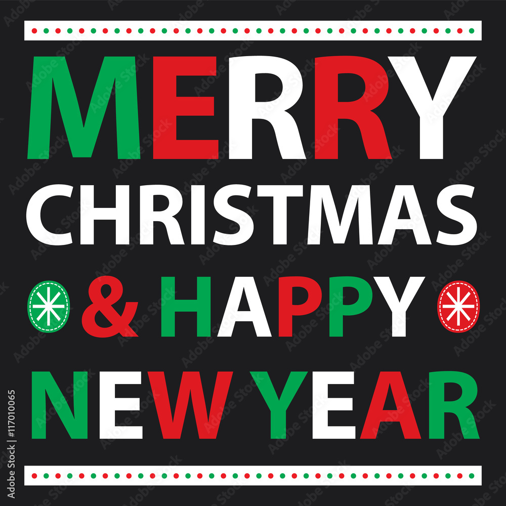 Merry christmas and happy new year card