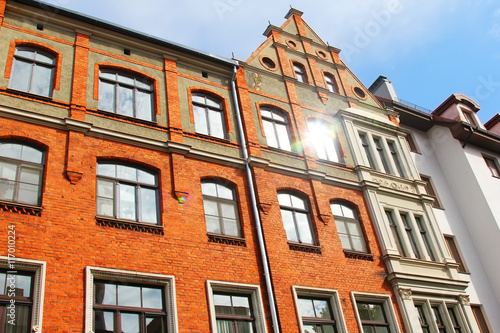 The facade of the old building. Riga, Latvia