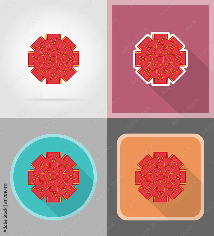 Fotografie red bow for gift flat icons vector illustration