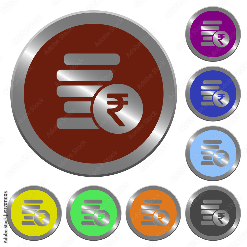 Color Indian Rupee coins buttons Color Indian Rupee coins buttons