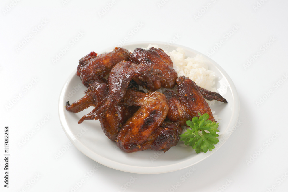 barbecue chicken wings with rice barbecue chicken wings with rice