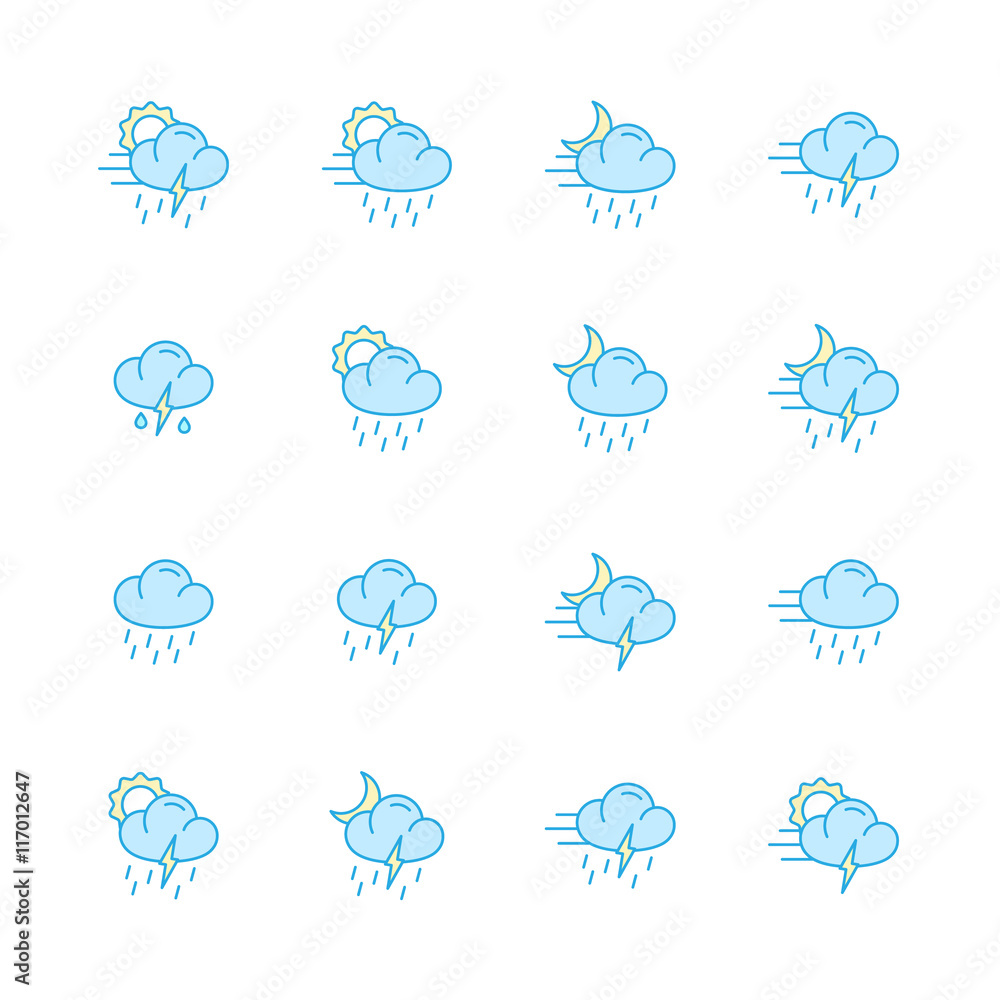 weather color flat icons weather color flat icons