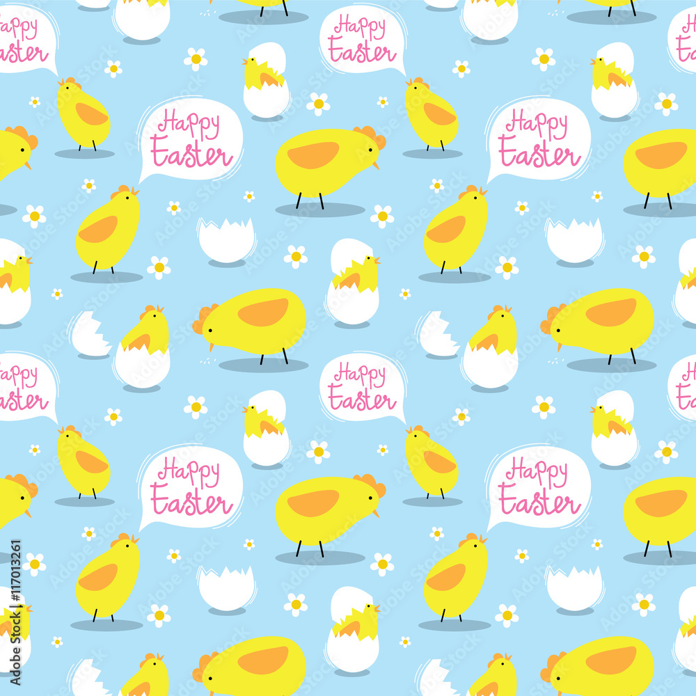 Seamless easter bacground with chick and egg design