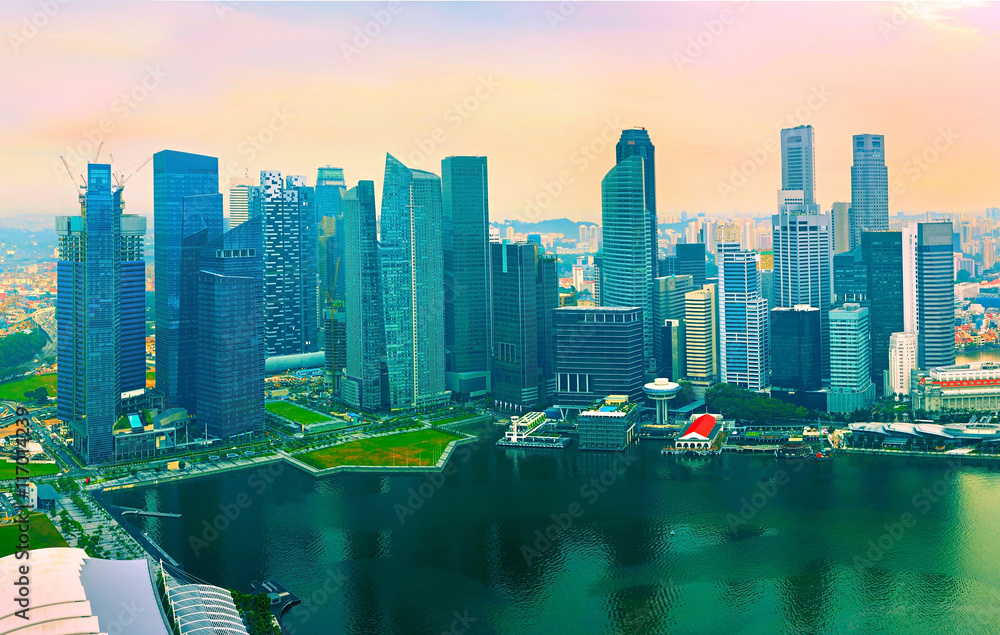 Colorful skyline of Singapore