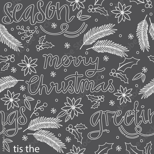 Seamless christmas pattern with chalkboard background