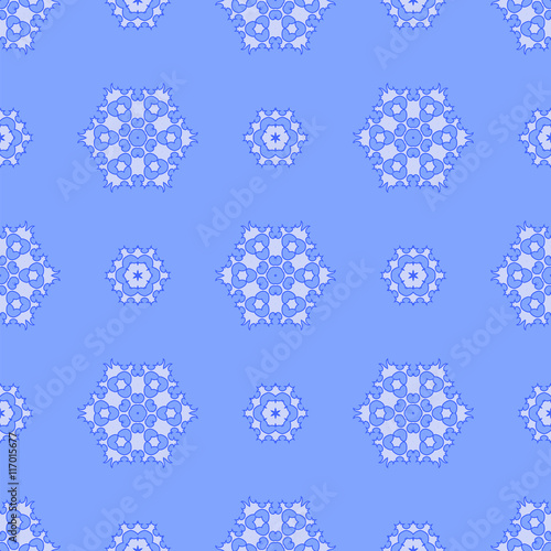Creative Ornamental Seamless Blue Pattern. Geometric Decorative Background