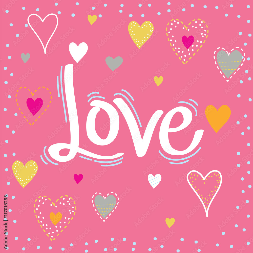 Sweet card with love and pink background design
