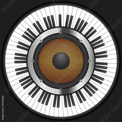 Circle piano keys with speaker
