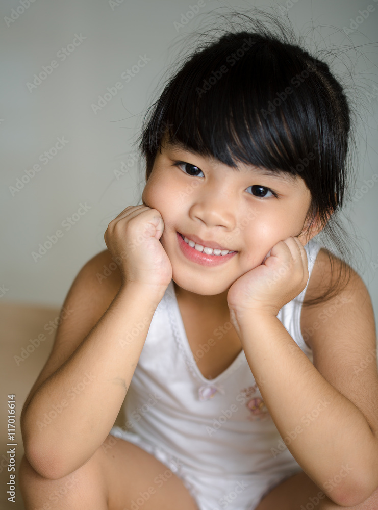 portrait asia children feeling happy of school girl portrait asia children feeling happy of school girl