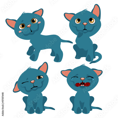 Four emotions of, cats, animal cartoon © Lady-Luck