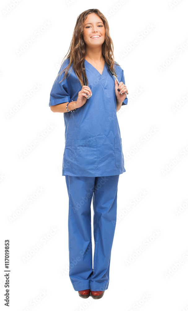 Smiling nurse portrait isolated on white Smiling nurse portrait isolated on white