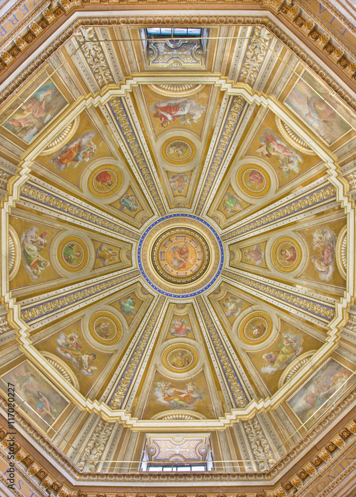 ROME, ITALY - MARCH 11, 2016: The cupola in church Chiesa di Santa Maria di Loreto by Cesare Mariani (1826 - 1901).