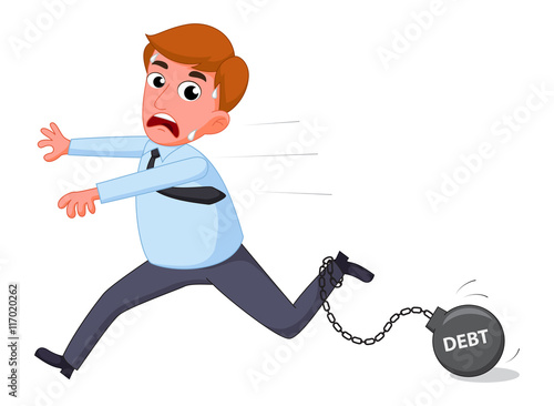 Businessman cartoon carry debt financial