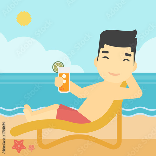 Man sitting in chaise longue vector illustration.