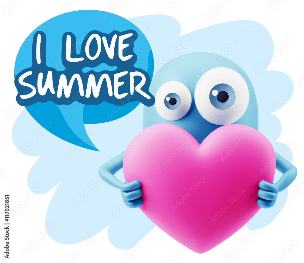3d Rendering. Love Emoticon Face Holding Heart saying I Love Sum 3d Rendering. Love Emoticon Face Holding Heart saying I Love Sum