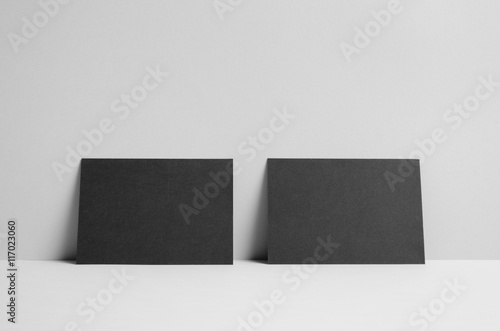 Black A6 Flyer / Postcard / Invitation Mock-Up - Wall Background