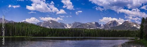 Panoramic view of Bierstadt Lake in Rocky Mountain National Park  Colorado  USA