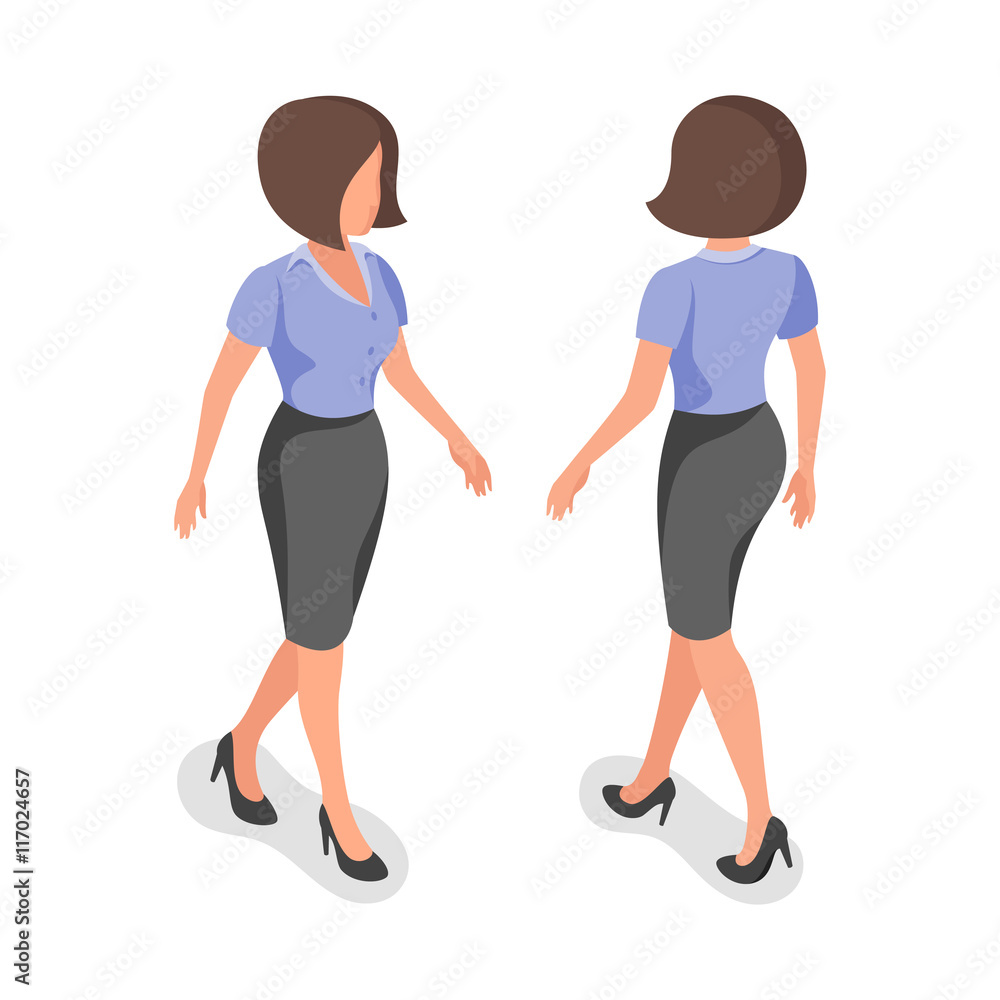 Vector isometric illustration of businesswoman. Vector isometric illustration of businesswoman.