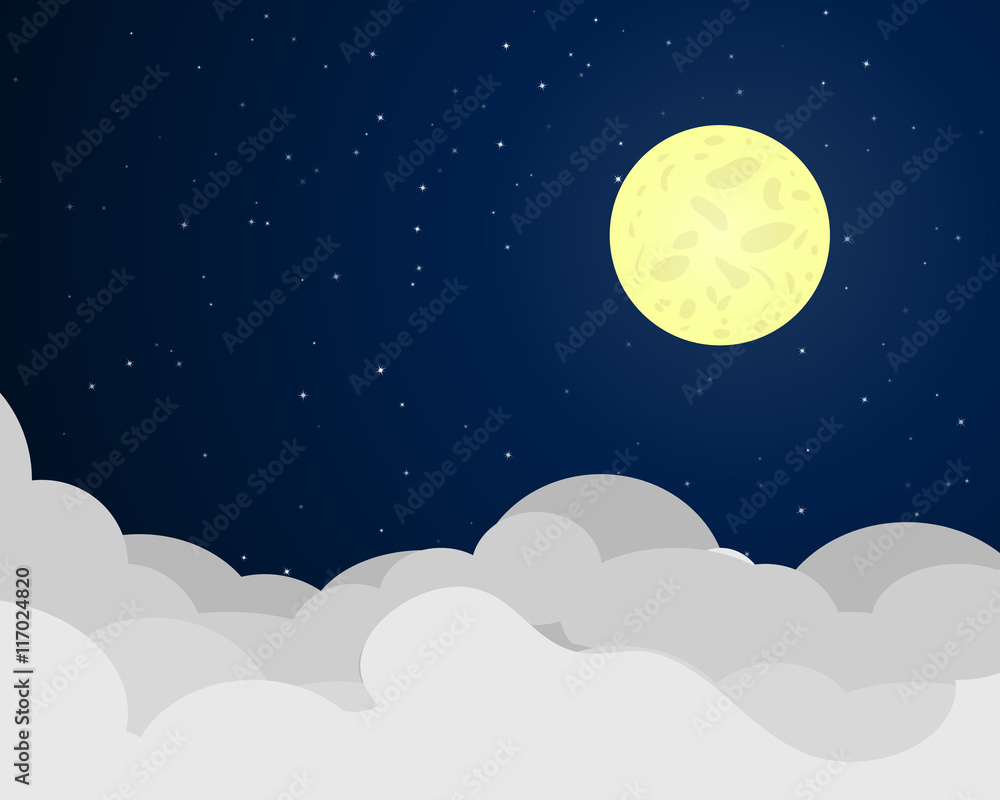 Fototapeta premium Cloudscape at night with full moon