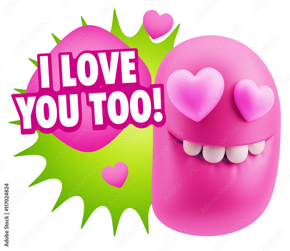 3d Rendering. Emoji in love with heart eyes saying I Love You To 3d Rendering. Emoji in love with heart eyes saying I Love You To