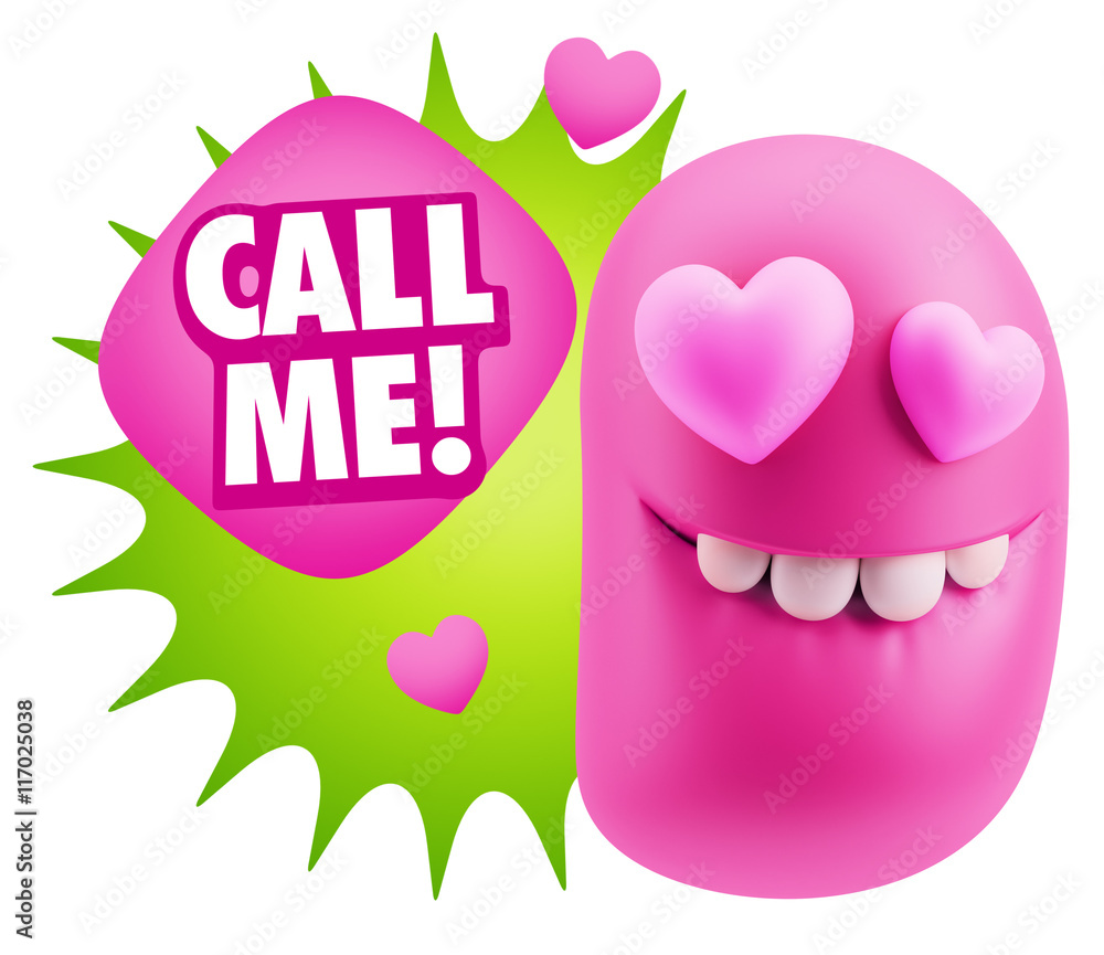 3d Rendering. Emoji in love with heart eyes saying Call Me with 3d Rendering. Emoji in love with heart eyes saying Call Me with