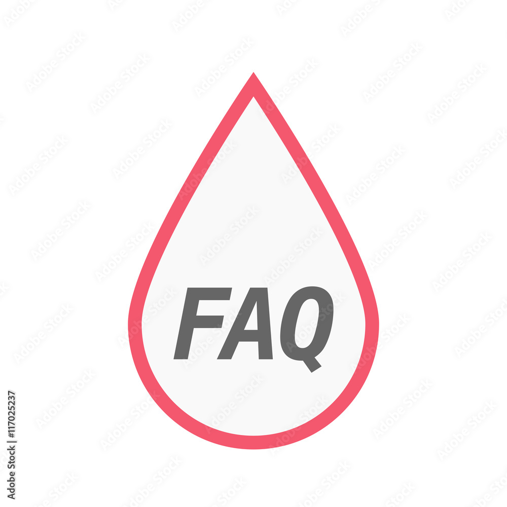 Isolated line art blood drop icon with the text FAQ Isolated line art blood drop icon with the text FAQ