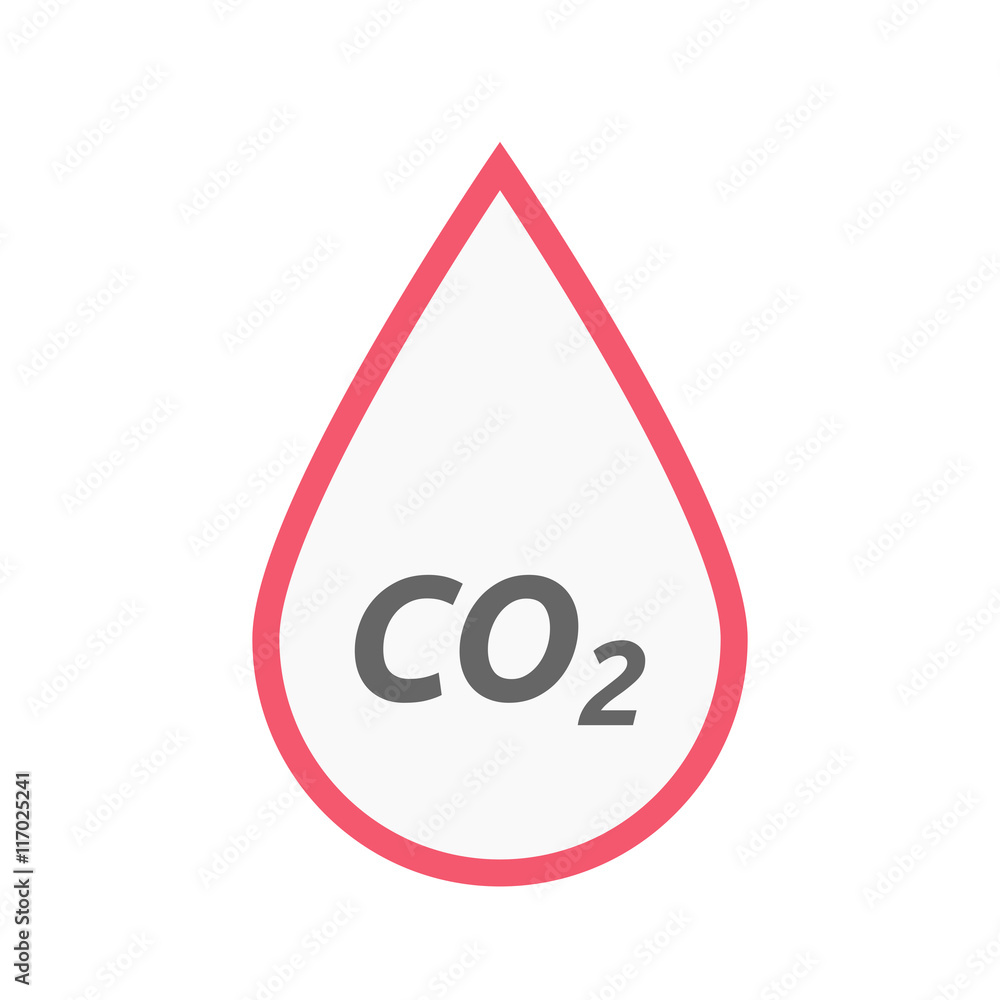 Isolated line art blood drop icon with the text CO2 Isolated line art blood drop icon with the text CO2