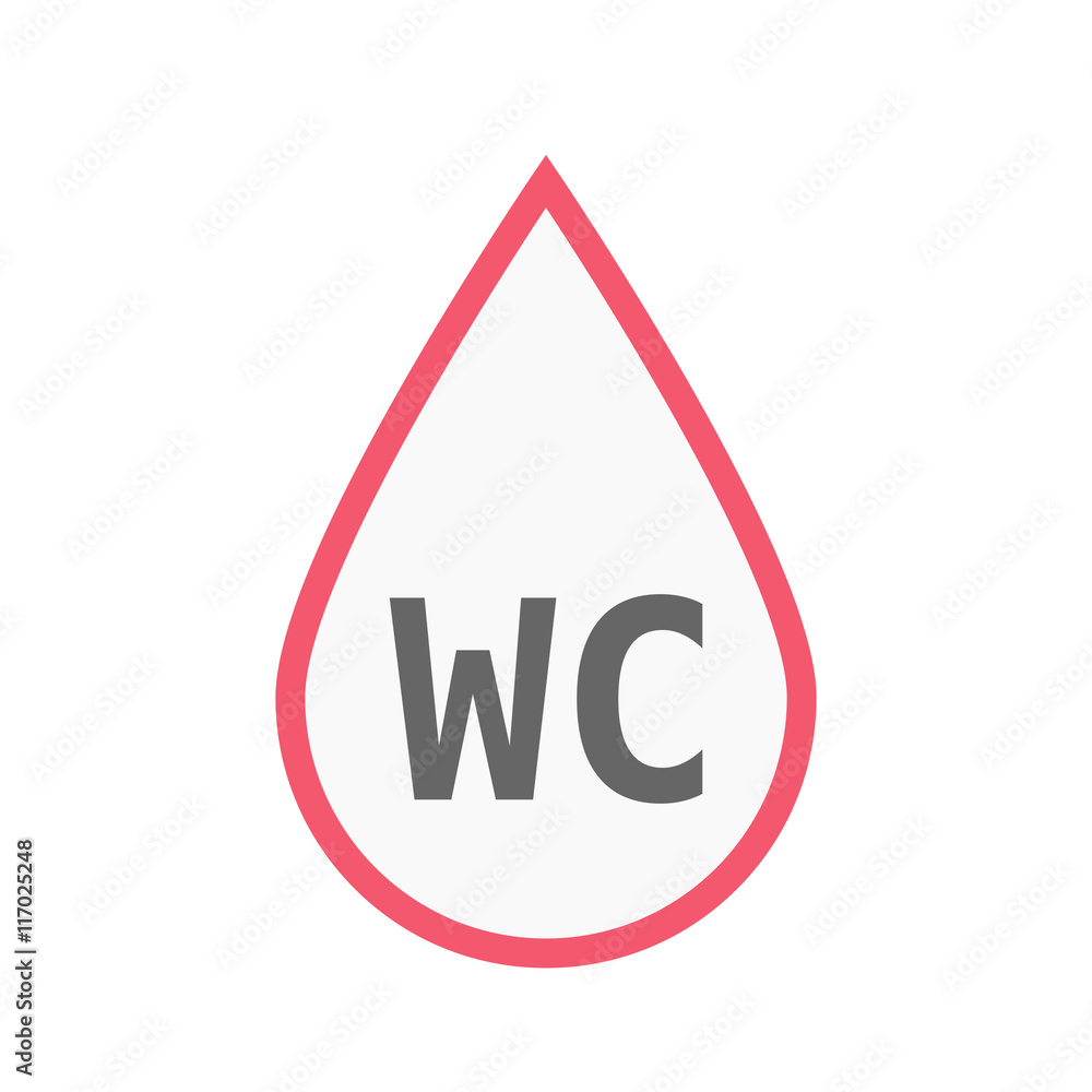 Isolated line art blood drop icon with the text WC Isolated line art blood drop icon with the text WC