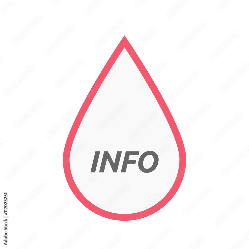 Isolated line art blood drop icon with the text INFO Isolated line art blood drop icon with the text INFO