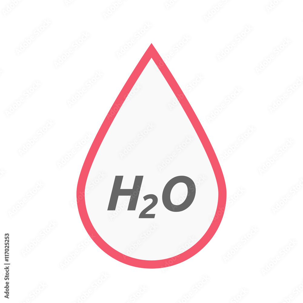 Isolated line art blood drop icon with    the text H2O