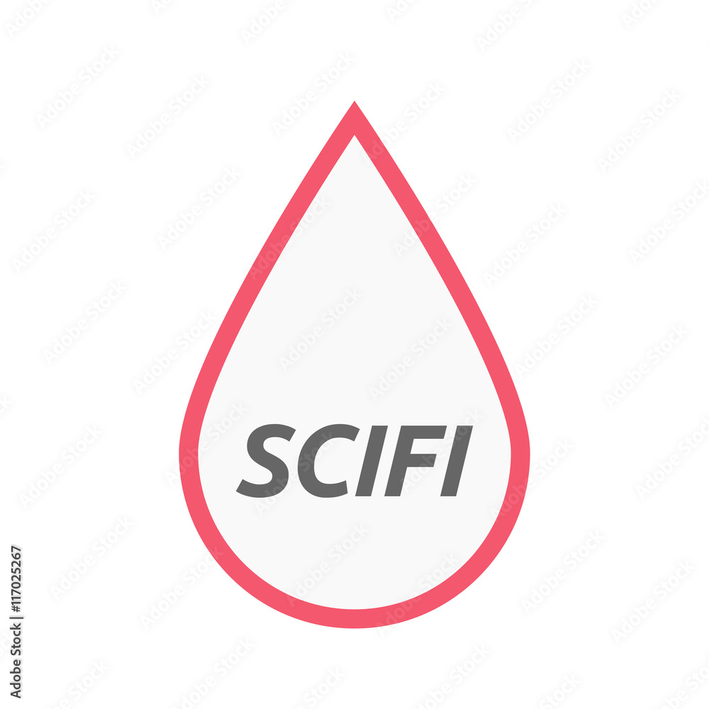 Isolated line art blood drop icon with the text SCIFI Isolated line art blood drop icon with the text SCIFI