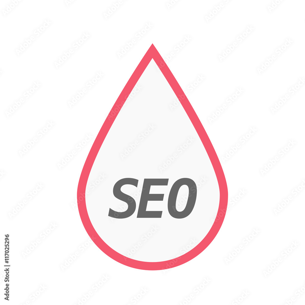Isolated line art blood drop icon with the text SEO Isolated line art blood drop icon with the text SEO
