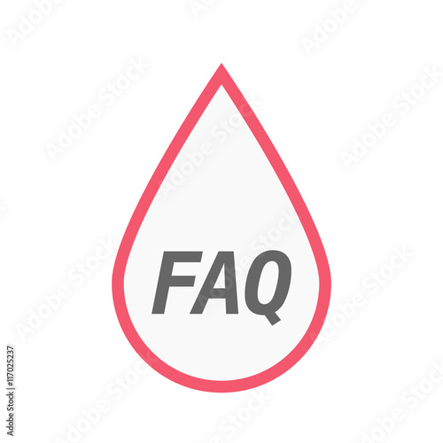 Isolated line art blood drop icon with    the text FAQ