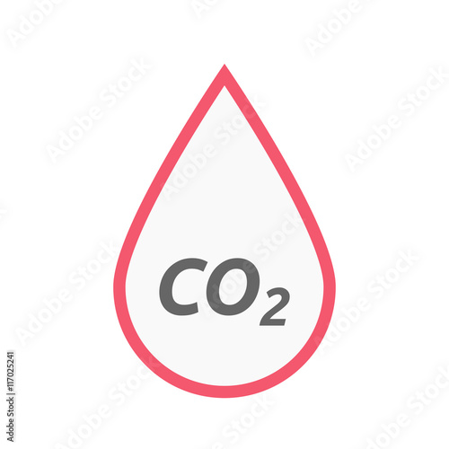Isolated line art blood drop icon with    the text CO2